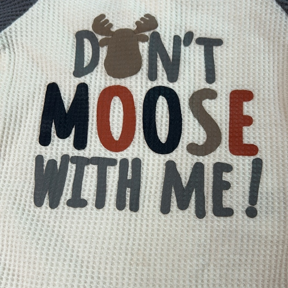 Matching Thermal Little Rickys Onesie and Pants Set “Don’t Moose With Me! 6 Mo. - Picture 3 of 8